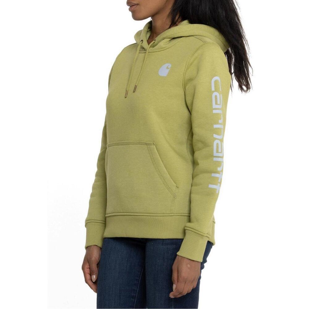 NWT Carhartt Womens Sweatshirt Hoodie Midweight Logo Sleeve Green Sz XS